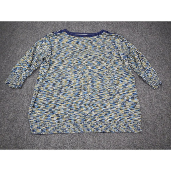 Jones New York Sport Sweater Women's Plus Size 1X Yellow Blue Blended‎ Pattern - Picture 1 of 7
